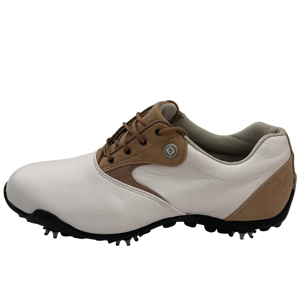 FootJoy LoPro Collection Golf Shoes Womens 9.5 NEW White Tan Leather Spiked FJ